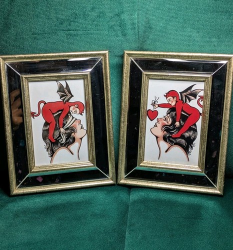 2er set teufel pin - pin-up, cartoon