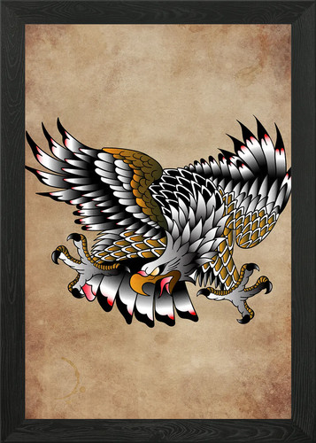 Adler tattoo flash gerahmtes - adler,